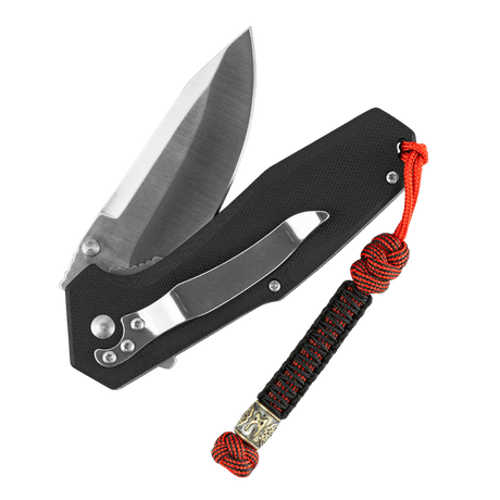 M-Tac Lanyard Scandinavian Mannaz with paracord and Scandinavian bead on a pocket knife.