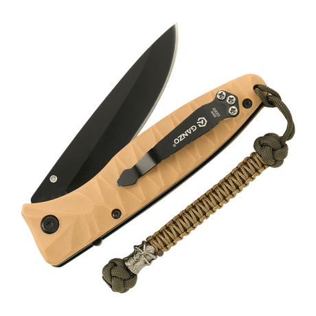 M-Tac Knife Lanyard Ninja in braided paracord, attached to folding knife, offers a stylish look and functionality