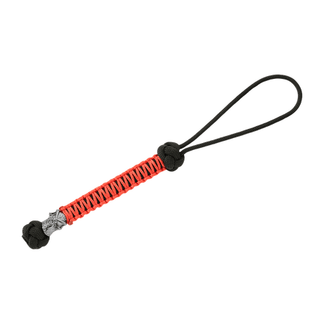 M-Tac Knife Lanyard Ninja in black and red paracord with cupronickel beads, 14.5 cm long, practical grip extension