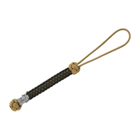 M-Tac Knife Lanyard Ninja in beige and black paracord with cupronickel bead, 14.5 cm long
