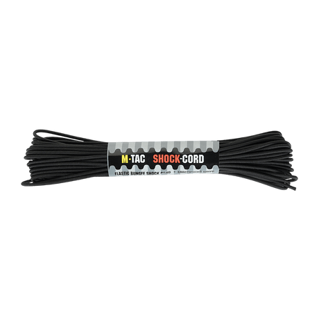 Black M-Tac Paracord Shock-Cord 15m for military and outdoor use, elastic and strong, ideal for outdoor and sports