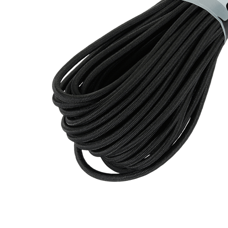 M-Tac Paracord Shock-Cord 15m, black elastic cord ideal for military use and outdoor life, multifunctional robust design