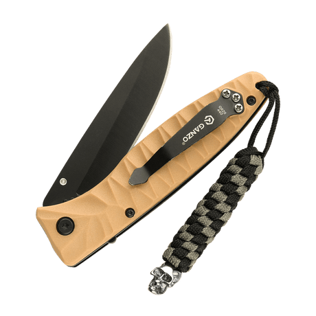 M-Tac Knife Lanyard Helix Skull adds style to a pocket knife with braided paracord and skull design.