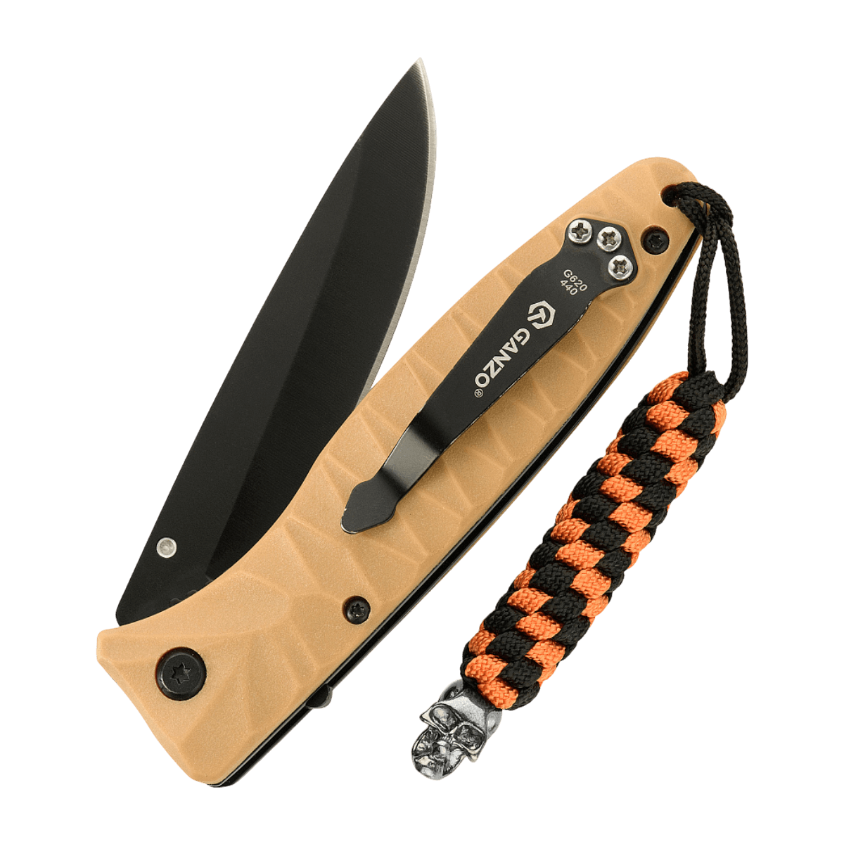 M-Tac Knife Lanyard Helix Skull tilføjer stil til lommeknive med flettet paracord design og skull detalje.