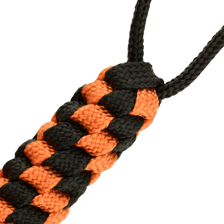M-Tac Knife Lanyard Helix Skull braided paracord adds style and function to pocket knives with an orange and black design.