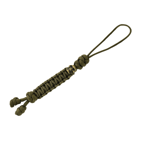 M-Tac Loopy Snake Skull Lanyard in braided paracord 550, stylish accessory for knife or flashlight, flexible and durable, green color.