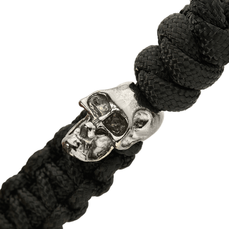 M-Tac Loopy Snake Skull Lanyard in braided paracord with silver-colored skull detail, ideal for quickly drawing knives in style.