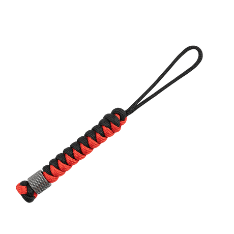 M-Tac Viper Cylindre Lanyard Stainless Steel with coiled paracord and Scandinavian bead, practical for knives, black-red design.