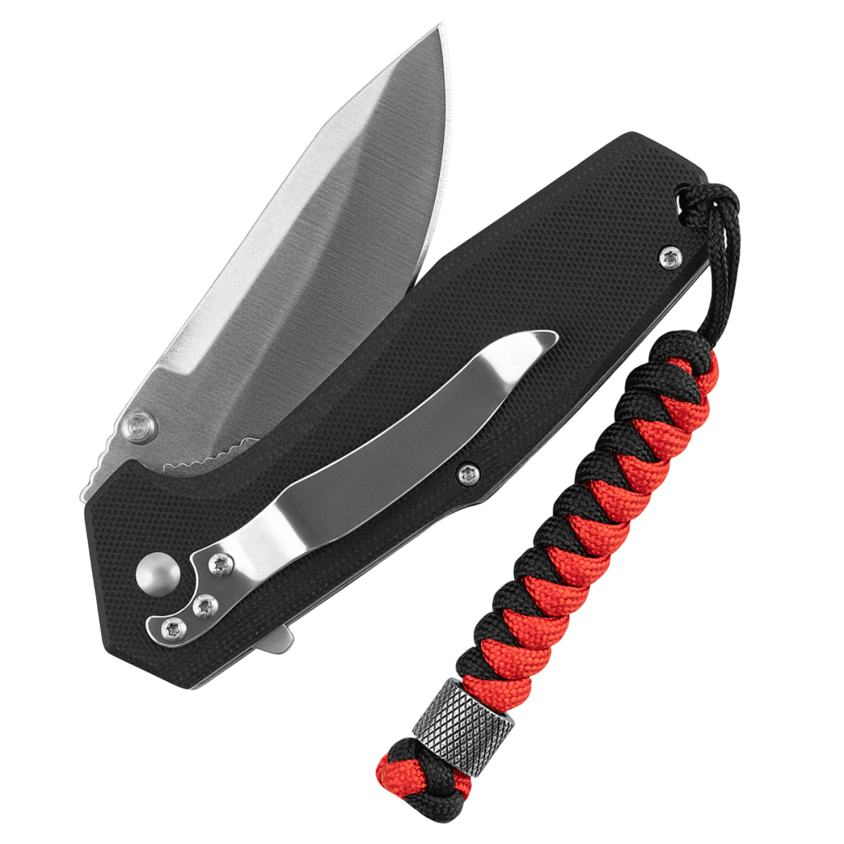 M-Tac Viper Cylindre Lanyard Stainless Steel med skandinavisk perle, coiled paracord til knive og udstyr, der tilføjer stil og individualitet.