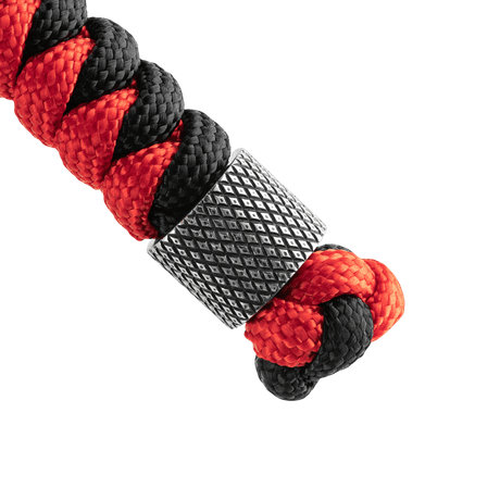 M-Tac Viper Cylindre Lanyard Stainless Steel in red and black paracord with Scandinavian bead design for knives and gear.