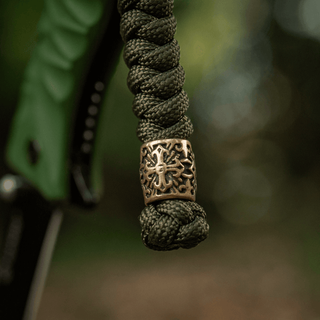 M-Tac Viper Lanyard Scandinavian in gray braided paracord with a decorative Viper bead close-up, highlighting durability and style.