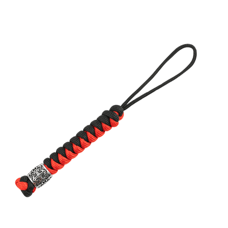 Red and black M-Tac Viper Lanyard Scandinavian in braided paracord with Viper bead. Perfect for knives and small tools.