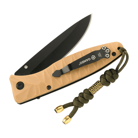 M-Tac Zeus Lanyard in braided paracord on a folding knife, stylish and practical accessory that highlights the tool and provides quick access.