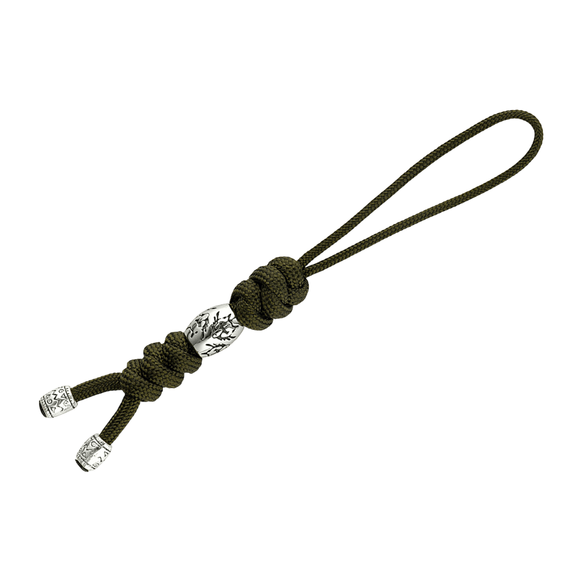 M-Tac Zeus Stainless Steel Lanyard med flettet paracord og dekorativ perle, ideelt til kniv og udstyr for hurtig adgang.