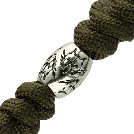 Braided M-Tac Zeus Stainless Steel Lanyard with decorative stainless steel bead for knife and gear, provides quick access and functionality.