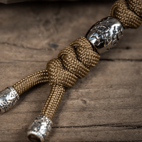M-Tac Zeus Stainless Steel Lanyard with braided paracord and decorative beads, perfect for knife or gear.