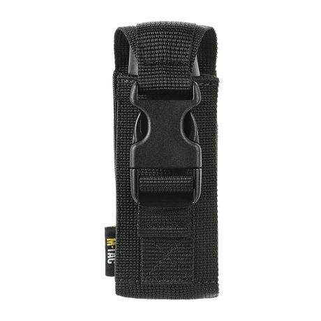 M-Tac Gasdåseholder Vertikal in black with robust Woojin lock and MIL-SPEC strap. Easy attachment to belt or MOLLE system.