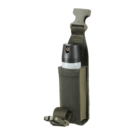 M-Tac Vertical gas canister holder with MIL-SPEC strap and Woojin buckle for MOLLE mounting, 100 mm rubber band, green.