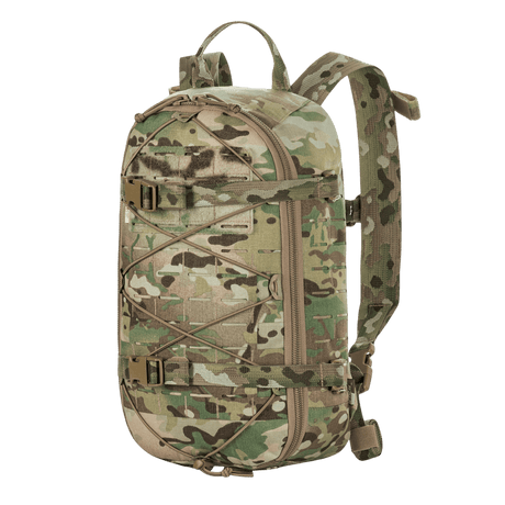M-Tac Sturm Elite Gen.II backpack in camouflage pattern with MOLLE system for short self-sufficient field trips.