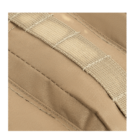 Close-up of M-Tac Assault Pack with MOLLE attachment system, showing strong fabric and sturdy stitching