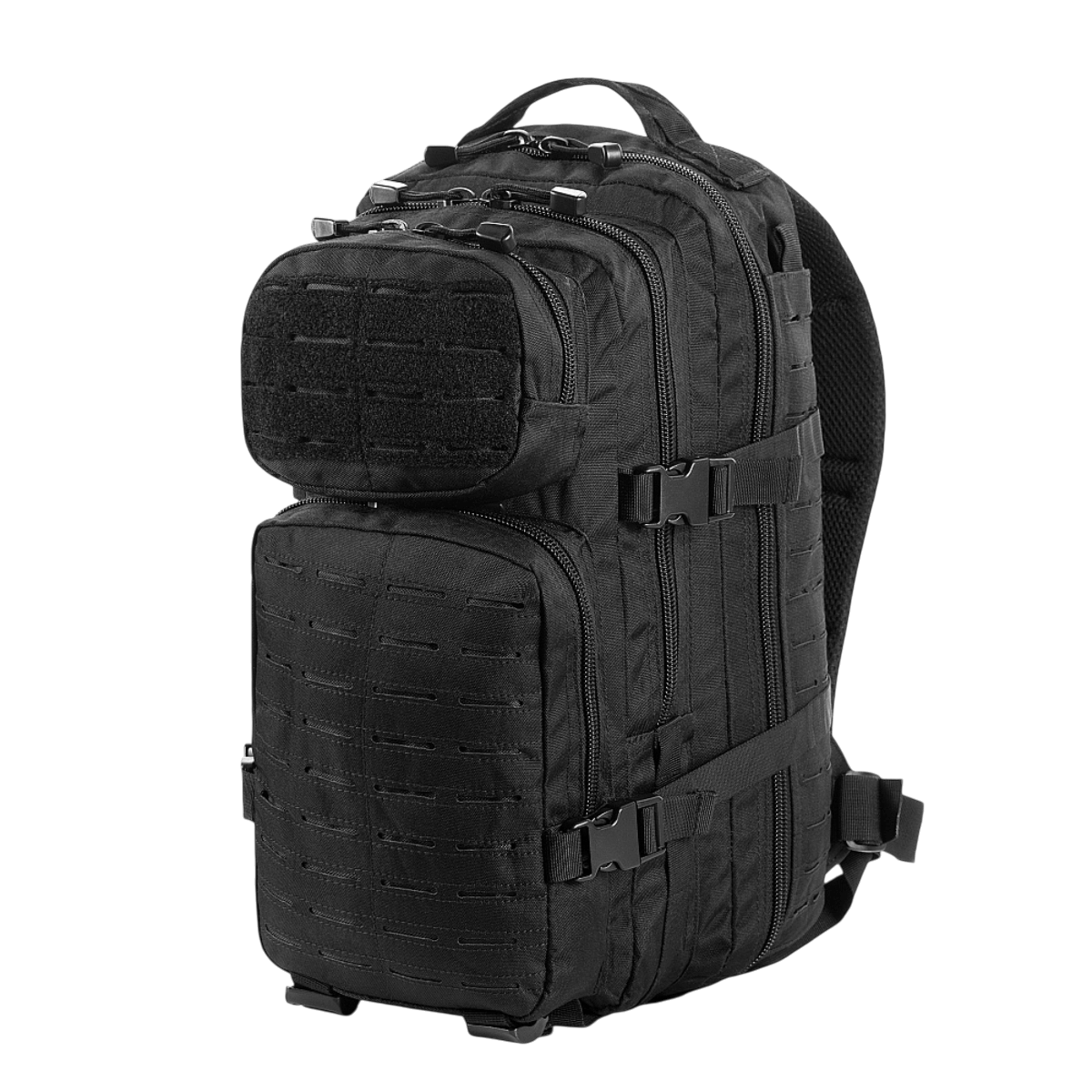 M-Tac Assault Pack Laser Cut i robust polyester med MOLLE-system og lynlåslommer til bybrug og vandreture.