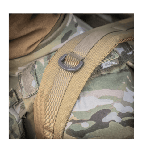 Brown camouflage shoulder strap of M-Tac Large Assault Pack Backpack, with padded and adjustable strap for comfortable carrying
