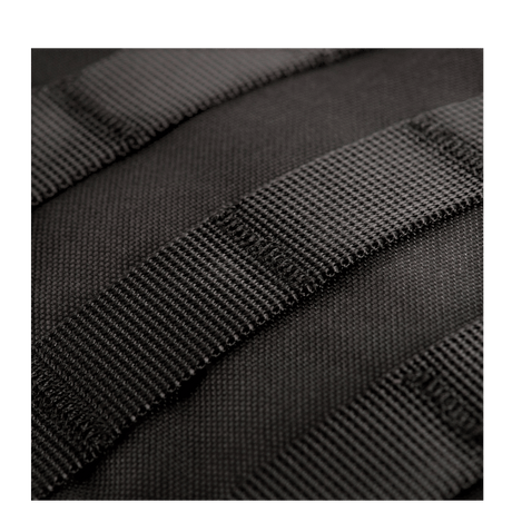 Details of MOLLE system on M-Tac Large Assault Pack backpack in black material
