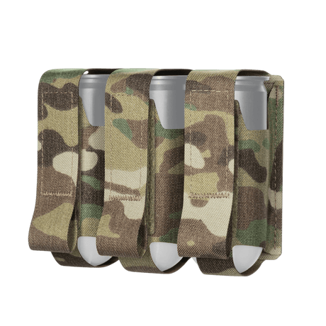 M-Tac pouch for 3 VOG grenades with MOLLE Laser Cut system, designed for storage of 40 mm VOG-25 grenades, camouflage and durable Cordura.