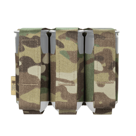 M-Tac pouch for 3 VOG grenades with MOLLE Laser Cut, camouflage, for secure storage and quick access to 40 mm grenades.