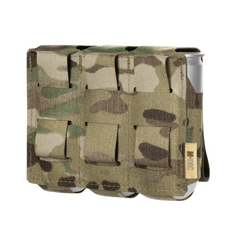 M-Tac pouch for 3 VOG grenades with MOLLE Laser Cut system in durable Cordura Squadron material, camouflage design.