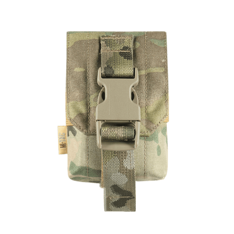 M-Tac Fragmentation Grenade Laser Cut pouch in camouflage nylon with robust buckle, gallery position 1, for secure tactical grenade storage.