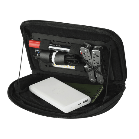 M-Tac Admin Pouch Large Elite with tactical gear like multitool and powerbank, made from durable Cordura 500D.