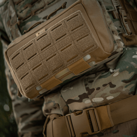 M-Tac Admin Pouch Large Elite in durable Cordura 500D mounted on tactical gear, ideal for storing documents and gadgets.