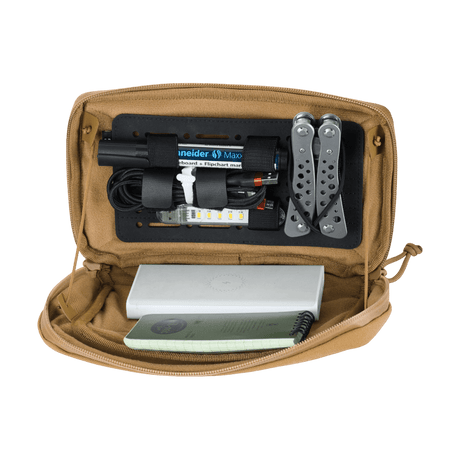 M-Tac Admin Pouch Large Elite in use with tools and gear, durable Cordura construction.