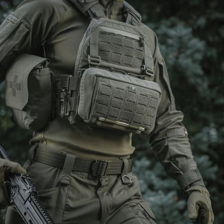M-Tac Admin Pouch Large Elite in use with tactical gear, robust Cordura 500D material, perfect for storing essential items.