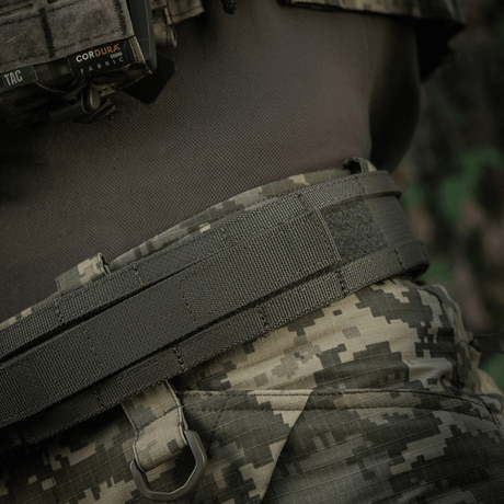M-Tac Range Belt Cobra Buckle Gen.IV - tactical belt in use with reinforcement and accessory holders