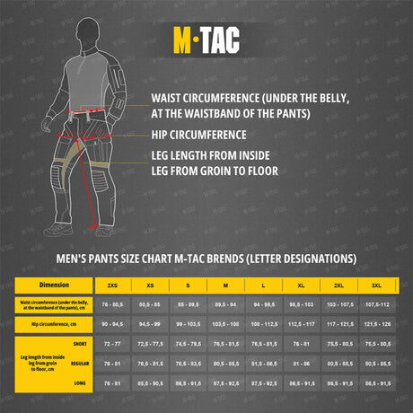 Size guide M-Tac Shorts Conquistador Flex