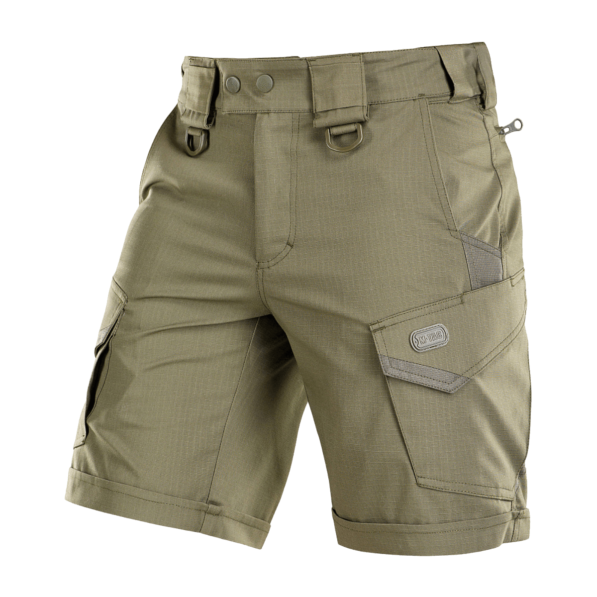M-Tac Shorts Aggressor Short i elastisk polycotton flex rip-stop med YKK lynlåse og D-ringe, ideel til taktisk brug.