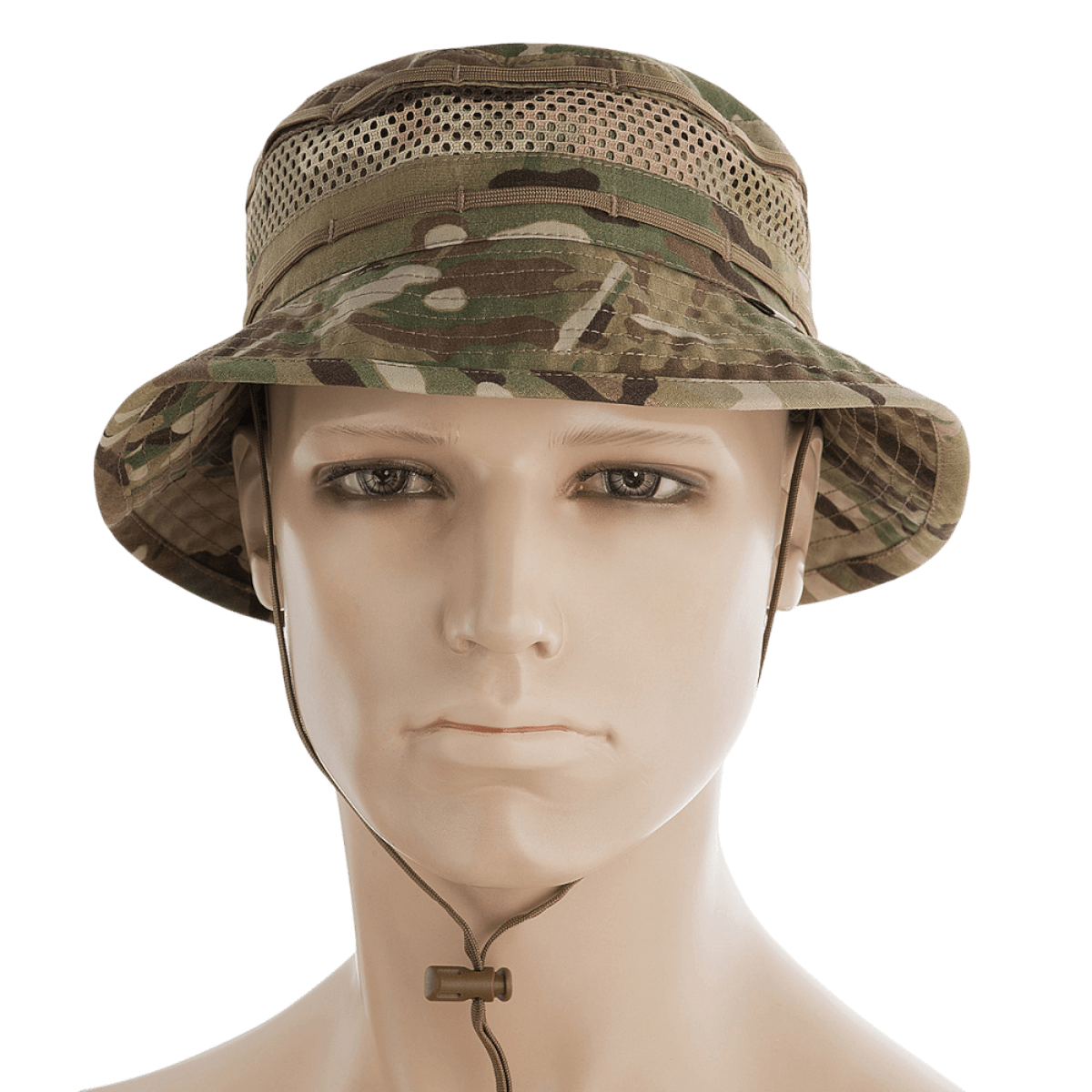 M-Tac Panamahat med Net Elite NYCO i camouflage med mesh-paneler og snor til sikkerhed mod stærk vind.