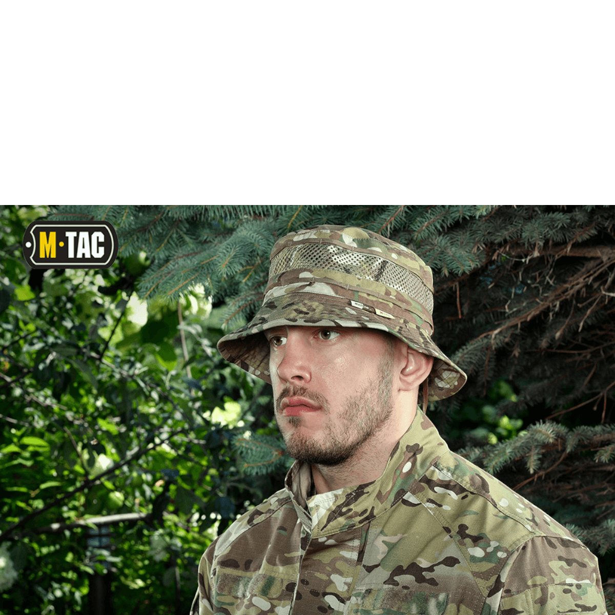 M-Tac Panamahat med Net Elite NYCO i camouflage-design, ideel til udendørs brug med mesh for ekstra ventilation.