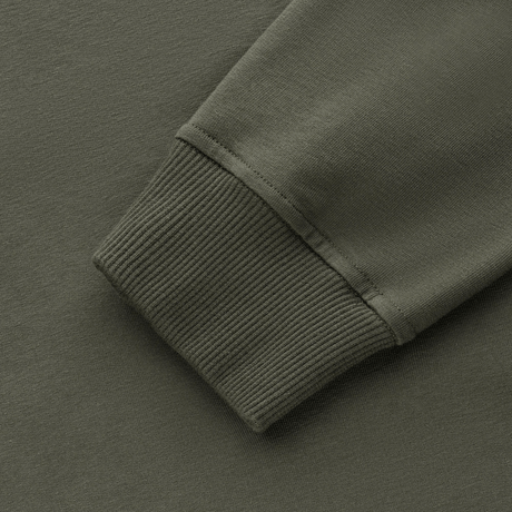 Detail of cuff on M-Tac Pullover 4 Seasons in green, made of elastic fabric for versatile use.