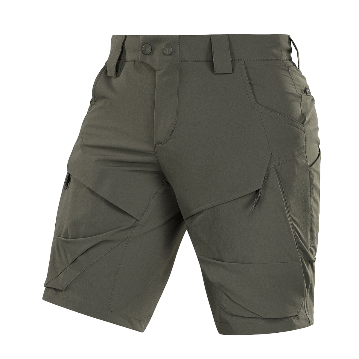 M-Tac Shorts Rubicon Flex i mørk oliven med specialdesignede cargolommer og 4-vejs stræk for maksimal bevægelsesfrihed.
