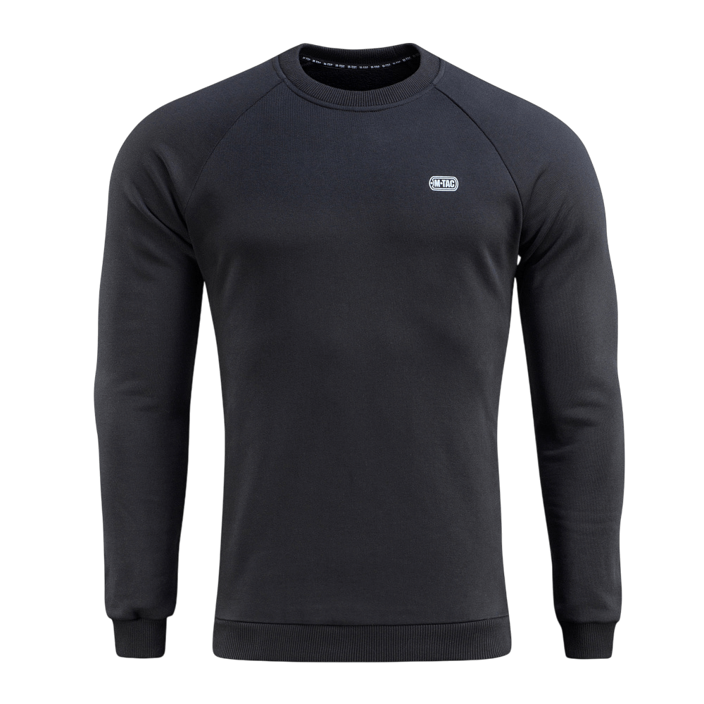 M-Tac Sweatshirt Cotton Hard i sort med reflekterende logo, 100% bomuld, varm og behagelig pasform til hverdag.