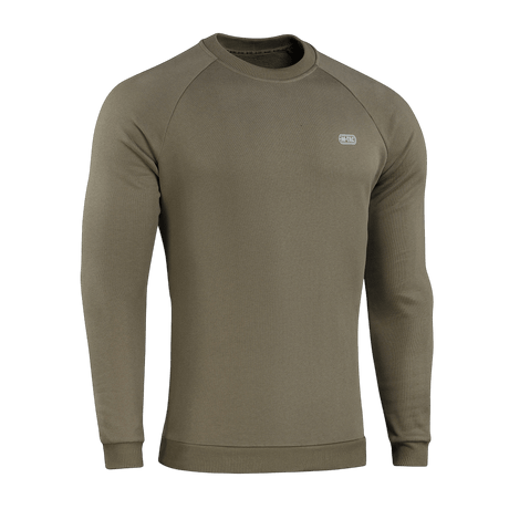 M-Tac Sweatshirt Cotton Hard i olivengrøn, 100% bomuld, reflekterende logo, behagelig pasform, varm og åndbar sweatshirt til hverdag.