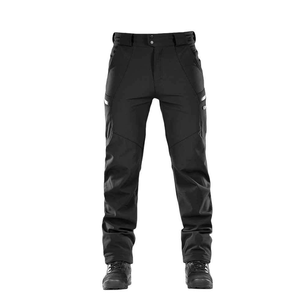 M-Tac Bukser Soft Shell Vinter, sorte bukser med fleecefor, ideelle til efterår og vinter. Vind- og vandafvisende materiale.