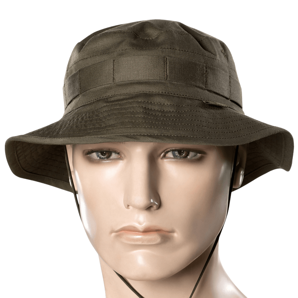 M-Tac Panama Rip-Stop army-hat med semi-stiv skygge, kronebånd og snor, ideel til camouflageudstyr og ventilation.
