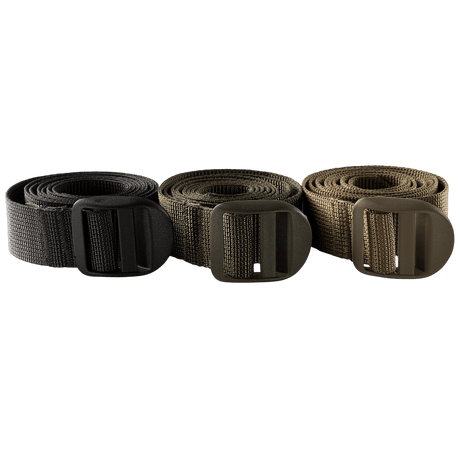 M-Tac Kompressionsrem i sort, oliven og brun farve lavet af 100% nylon, ideel til at fastgøre udstyr til rygsække, bredde 25 mm.