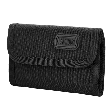 M-Tac Pung Elite - durable black nylon wallet in military style, practical for credit cards and small change.