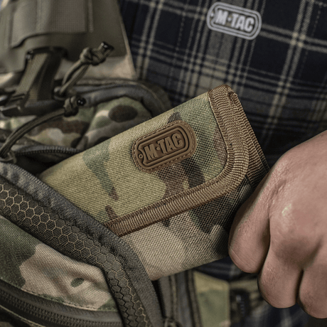 M-Tac Pung Elite Gen.II in camouflage pattern and durable Cordura 500D, ideal for cards, bills and documents. Stylish M-Tac logo.