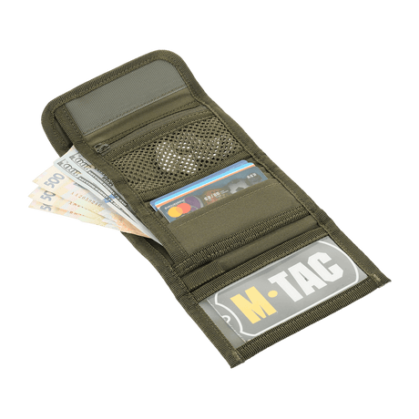 M-Tac Pung Elite Gen.II - compact black wallet with compartments for cash, cards and zippered coin pocket, made from durable Cordura 500D.